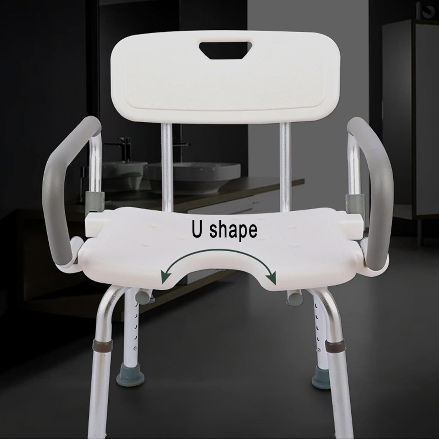 Asientos de Ducha en Forma de U con reposabrazos y Respaldo abatibles, Ajustables en Altura, Silla de bañera, Asiento de baño Antideslizante for Personas Mayores, Ancianos y discapacitados(A)