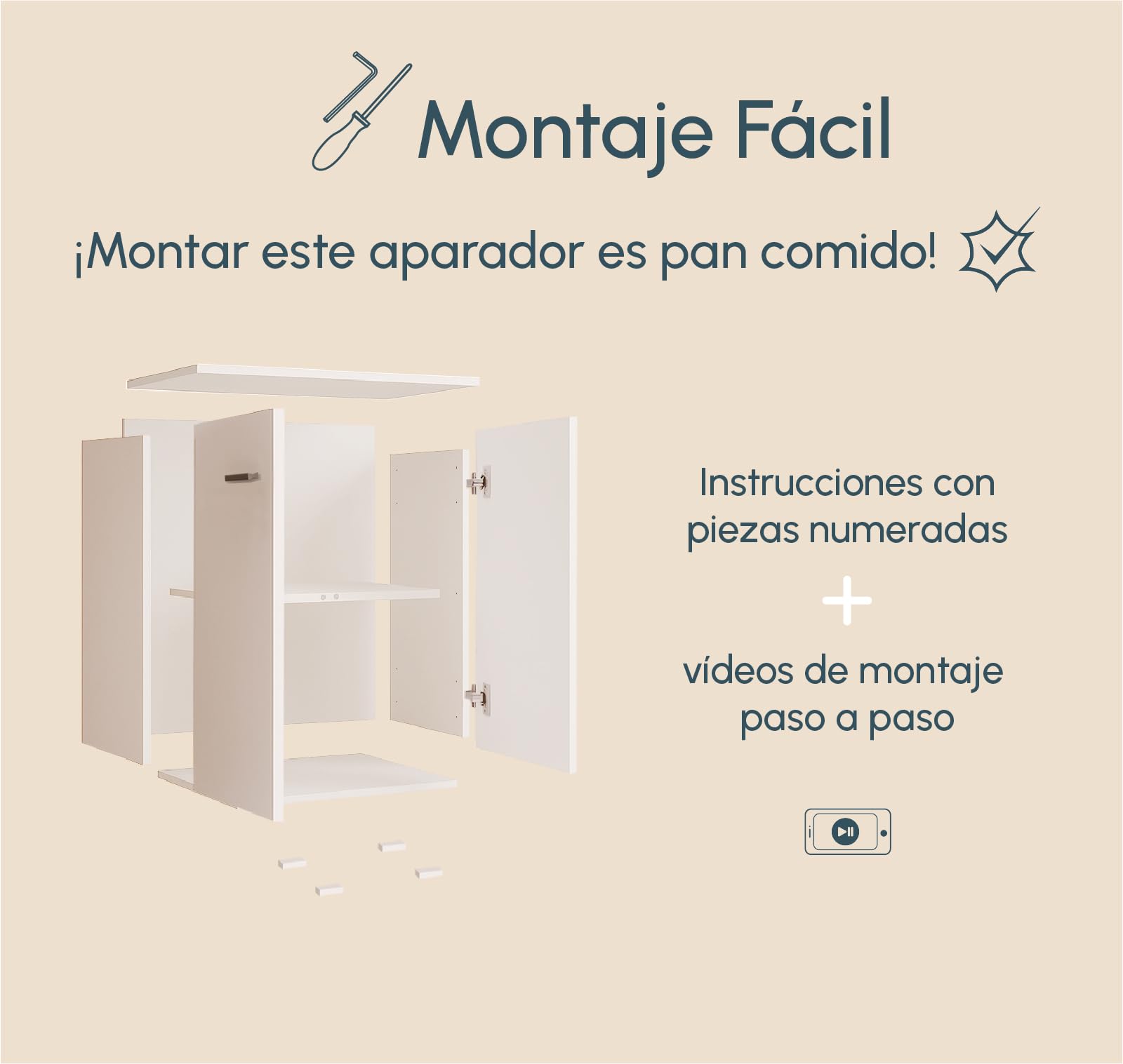 MB Muebles Bonitos | Aparador pequeño Lander L2 para Salón Moderno | Armario Auxiliar | Color Blanco | 60x71x30 cm