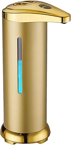 Dispensador automático de jabón IPX4 9.5 fl oz dorado dispensador de jabón con sensor infrarrojo y ventana visual Cuantitativo alimentado por