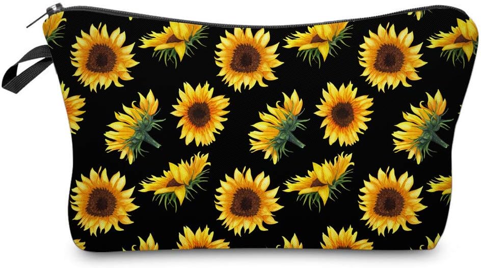 Deanfun Cosmetic Bag for Women, Sunflower Flowers Waterproof Makeup Bags Roomy Toiletry Pouch Travel Accessories Gifts 52355