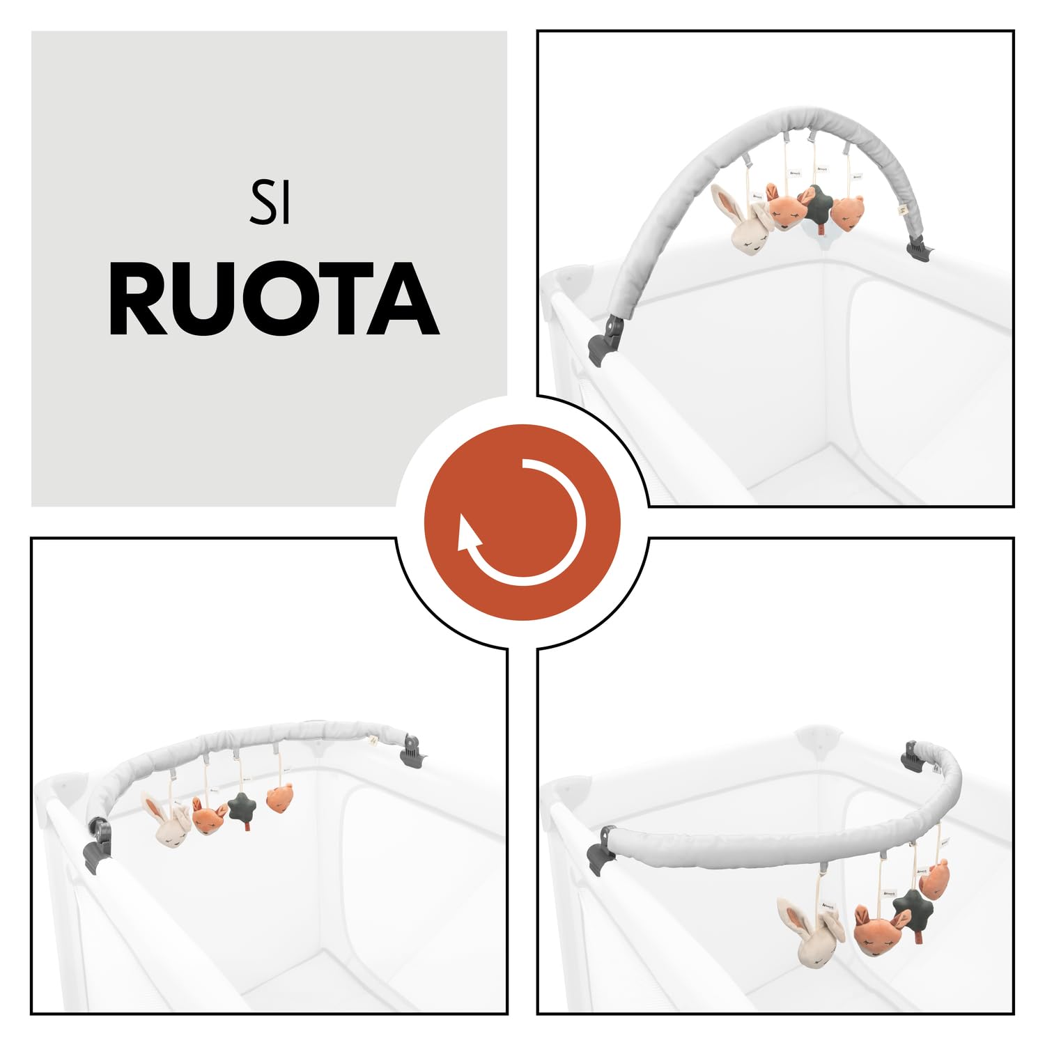 hauck Arco Giochi Neonato Per Lettino Da Viaggio con Base di Appoggio Fino a 60 cm - Giostrina Culla Neonato Per Attività Motoria con Sonaglio - Ideale a Casa e Fuori - Da 0 Mesi, Pieghevole - Foresta