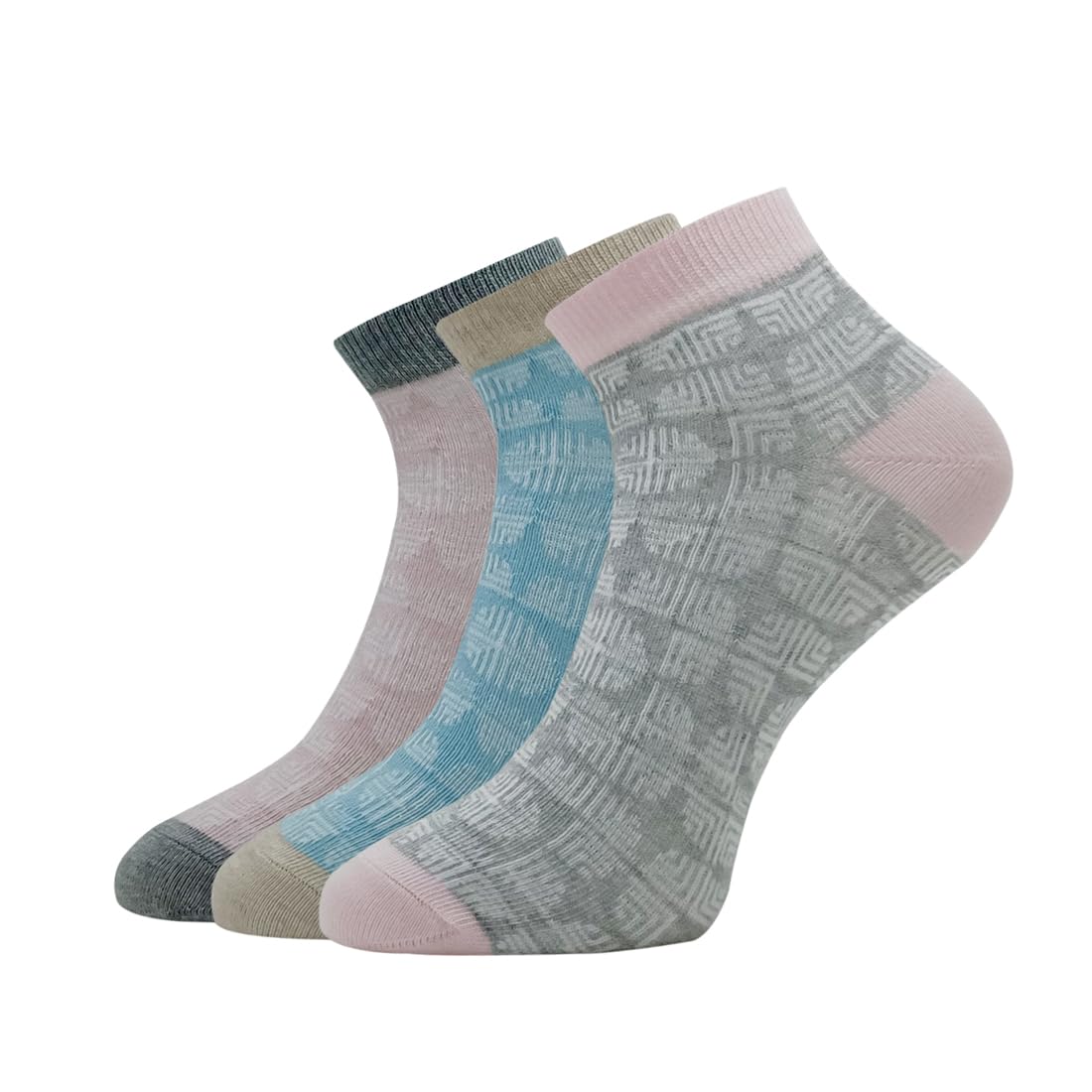 allen solly Women's Cotton Ankle Length Socks (Pack of 3) Baby Pink, Sky Blue, Light grey Melange-picture-36