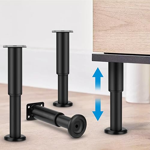 Miniatura 7 de 4 patas ajustables de metal mejoradas para muebles de 7 a 11.8 pulgadas, extensión de patas de gabinete resistentes para