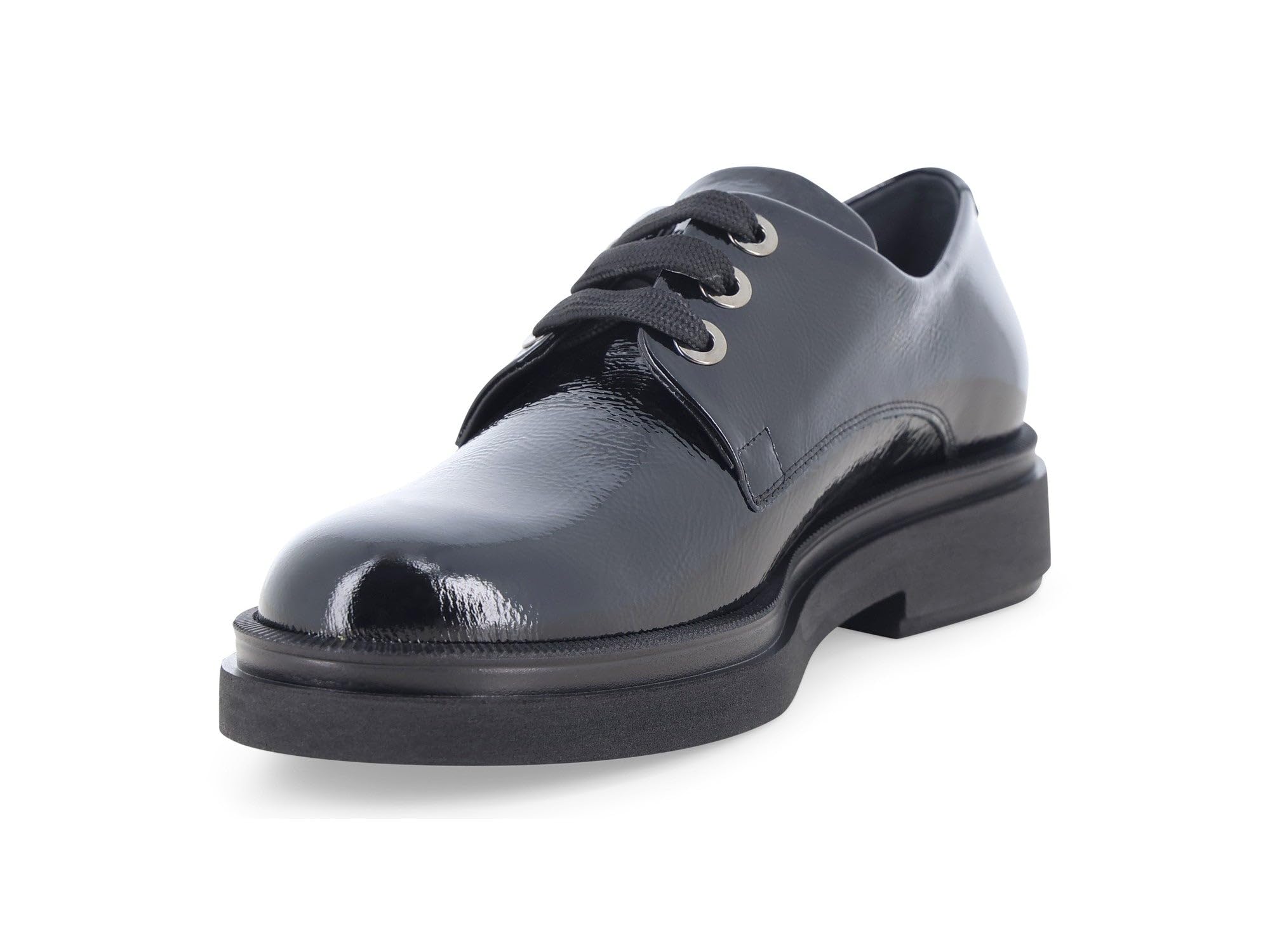 Melluso Scarpa Bassa Donna Stringata in Vernice Nera con Tacco Basso