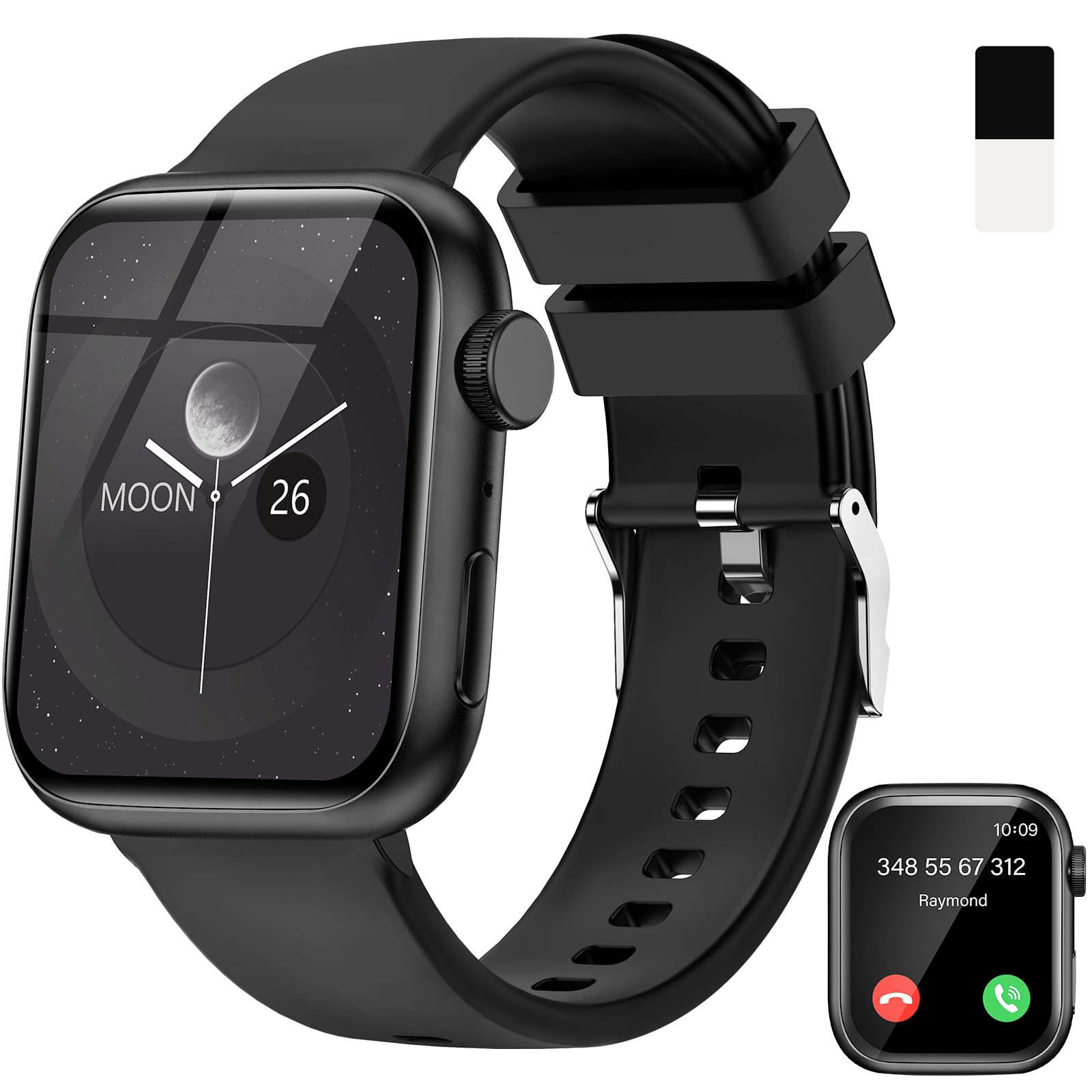 zaisia Smartwatch Uomo Donna, 1.85" Orologio Smartwatch con Chiamare/Rispondere, Molteplici Modalità Sportive con Contapassi/Sonno/Cardiofrequenzimetro, IP68 Smart watch per Andorid iOS