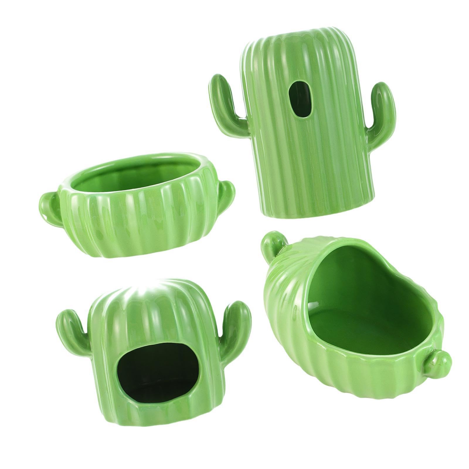Auyxssz Hamster Feeding Bowl With Elegant Cactus Ceramic Ensures Long-Lasting For Small Animals Rabbits And Some Other Small Animals. Ceramic Hamster Nests
