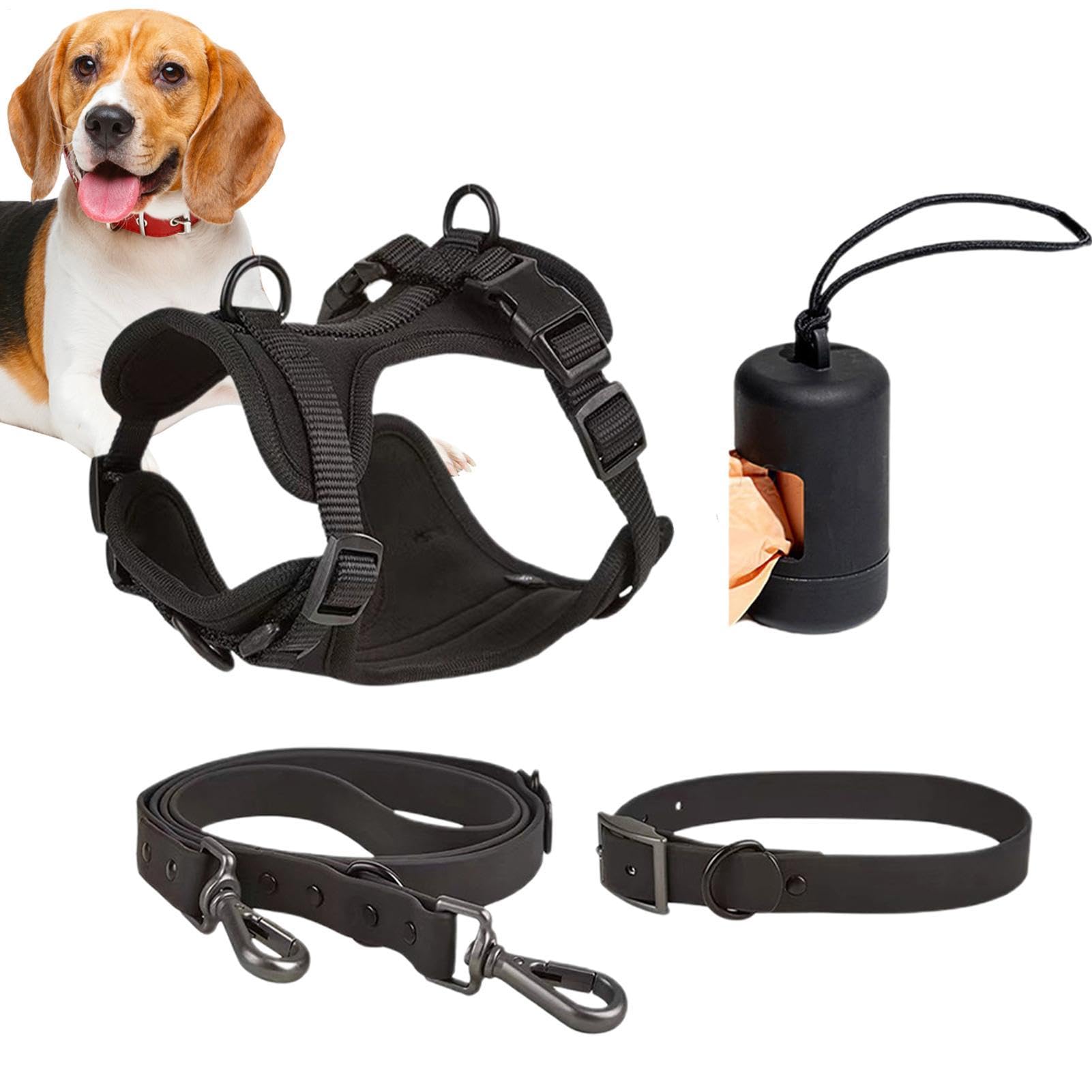 Hundegeschirr-Set für kleine Hunde, Hundeleinen-Set | Haustiergeschirr | Halsband und Leine im Set | Leinenset „Step in No Pull“-Haustiergeschirr für Hunde und Welpen mit Kotbeutelhalter