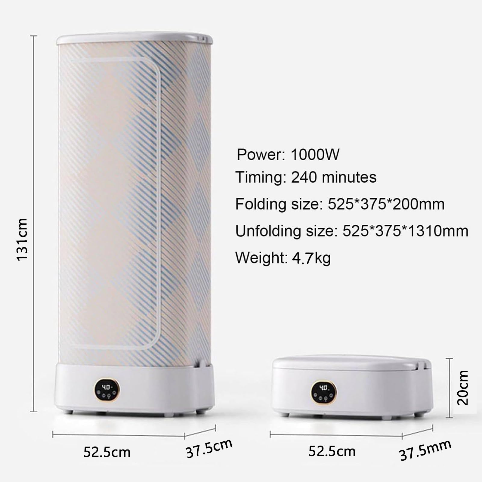 Mini Secadora De Ropa, PequeñA Secadora EléCtrica Plegable, Secadoras Con Bomba De Calor, Secadora PortáTil Para Apartamentos, De Viaje Con FuncióN De Temporizador Y Control Remoto