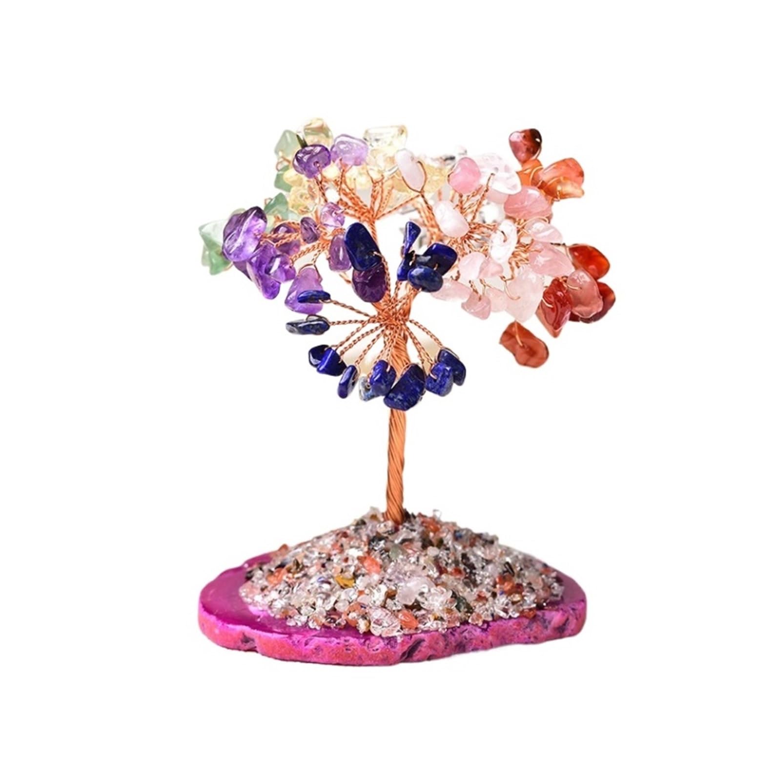 crystal tree， Ornaments Fortune Tree Decor Crystal Desktop Adornment Fengshui Decorations(Multi colored,5 cm)