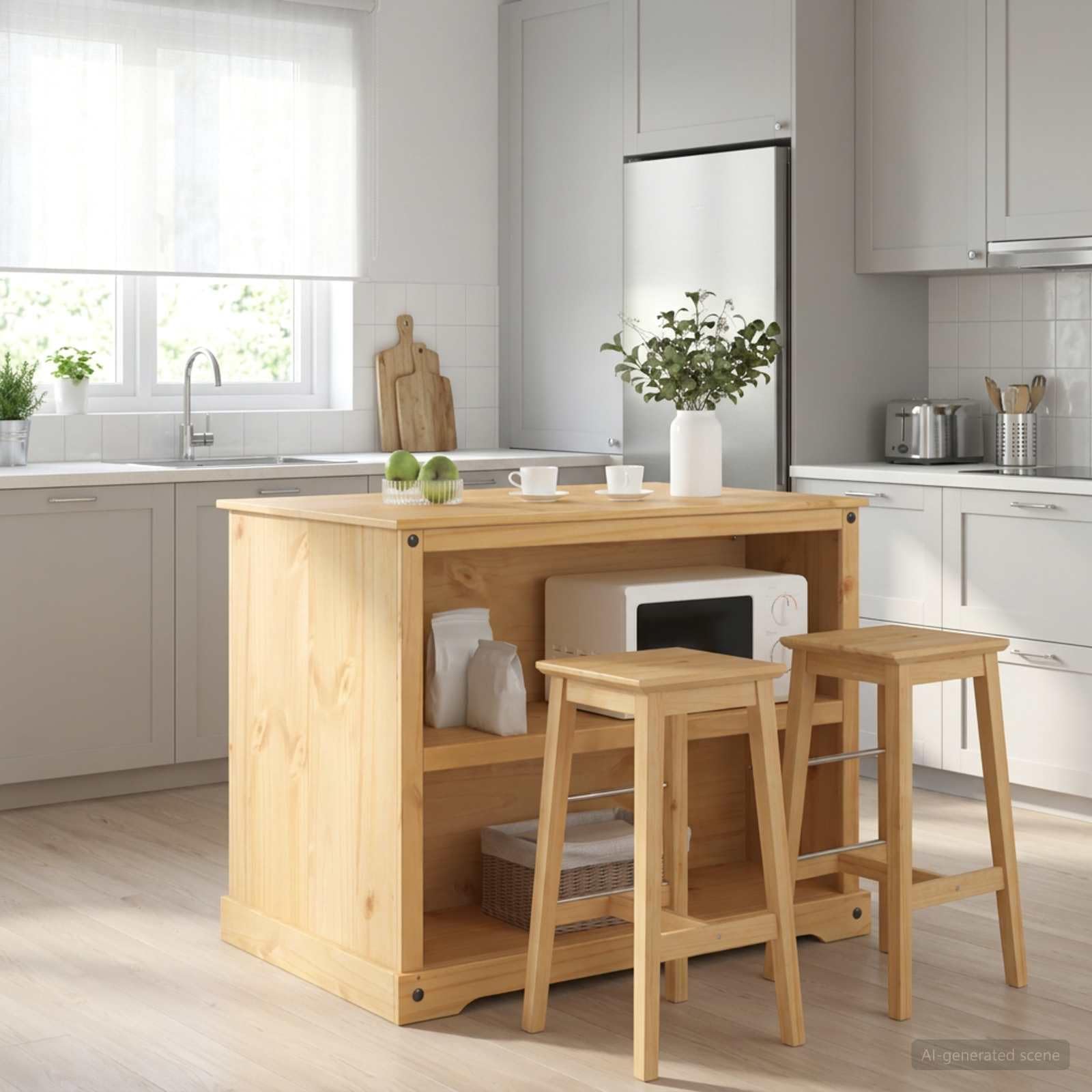 Juego de Isla de Cocina 2 uds. Cera de Miel 112 x 77 x 91,5 cm, Islas de Cocina, 41.36 kg-3425380