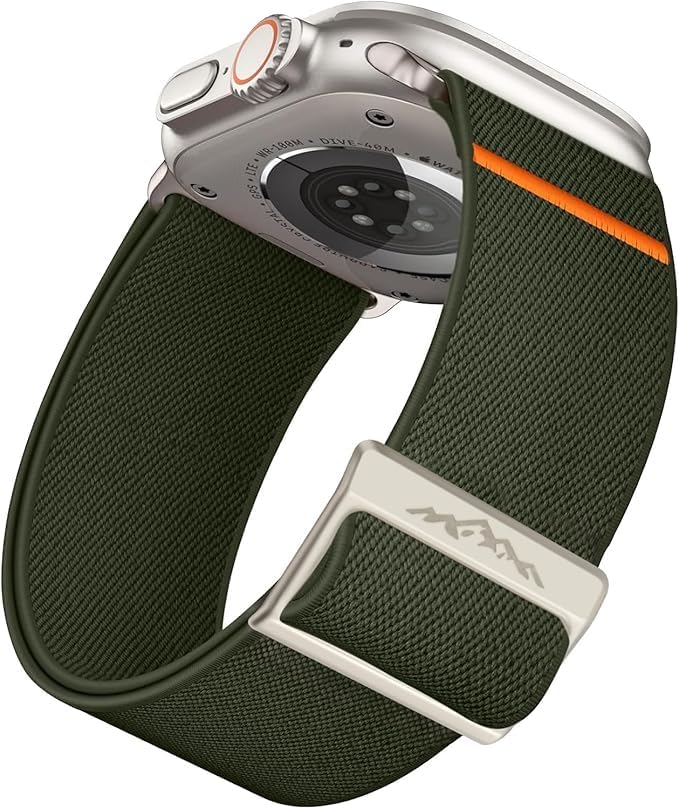 Image of MOROFY Sport Stretchy Nylon Strap Compatible with Apple Watch Ultra 3|2|1 Band 49mm, iwatch Strap Series 11|10 46mm, 9|8|7 45mm, SE2|SE 6|5|4 44mm - Army Green