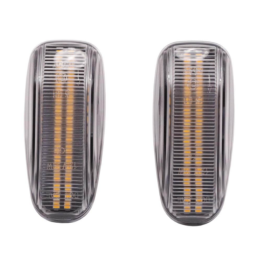 Hacreyatu LED Side Marker Turn Signal light Repeater Lamps compatible with Benz CLK 320 430 500 55AMG W C A 208 214 SLK 230 R170 R171 R129 Turn Signal light-yellow light (Dynamic Crystal)