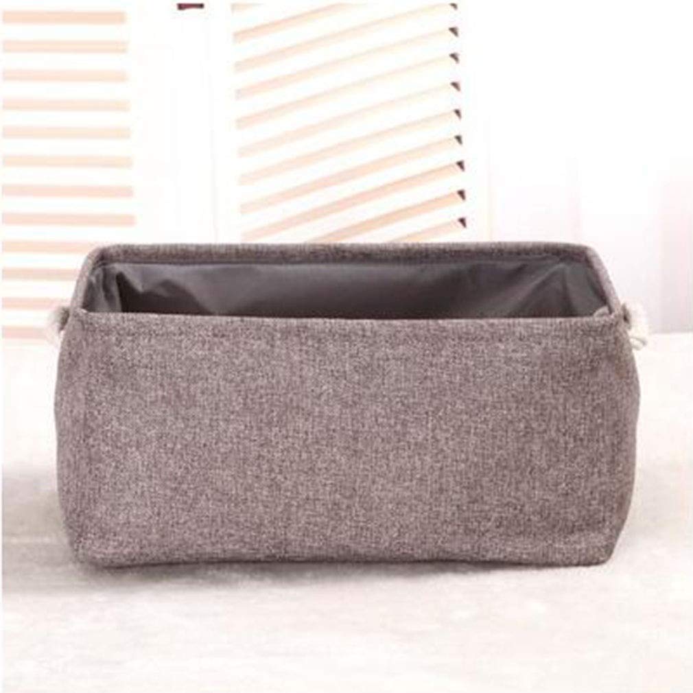 MU Caja de almacenamiento de lino y algodón ecológica grande, cesta de almacenamiento portátil, caja de almacenamiento plegable para artículos de tocador, gris, 32 * 22 * 12.5cm