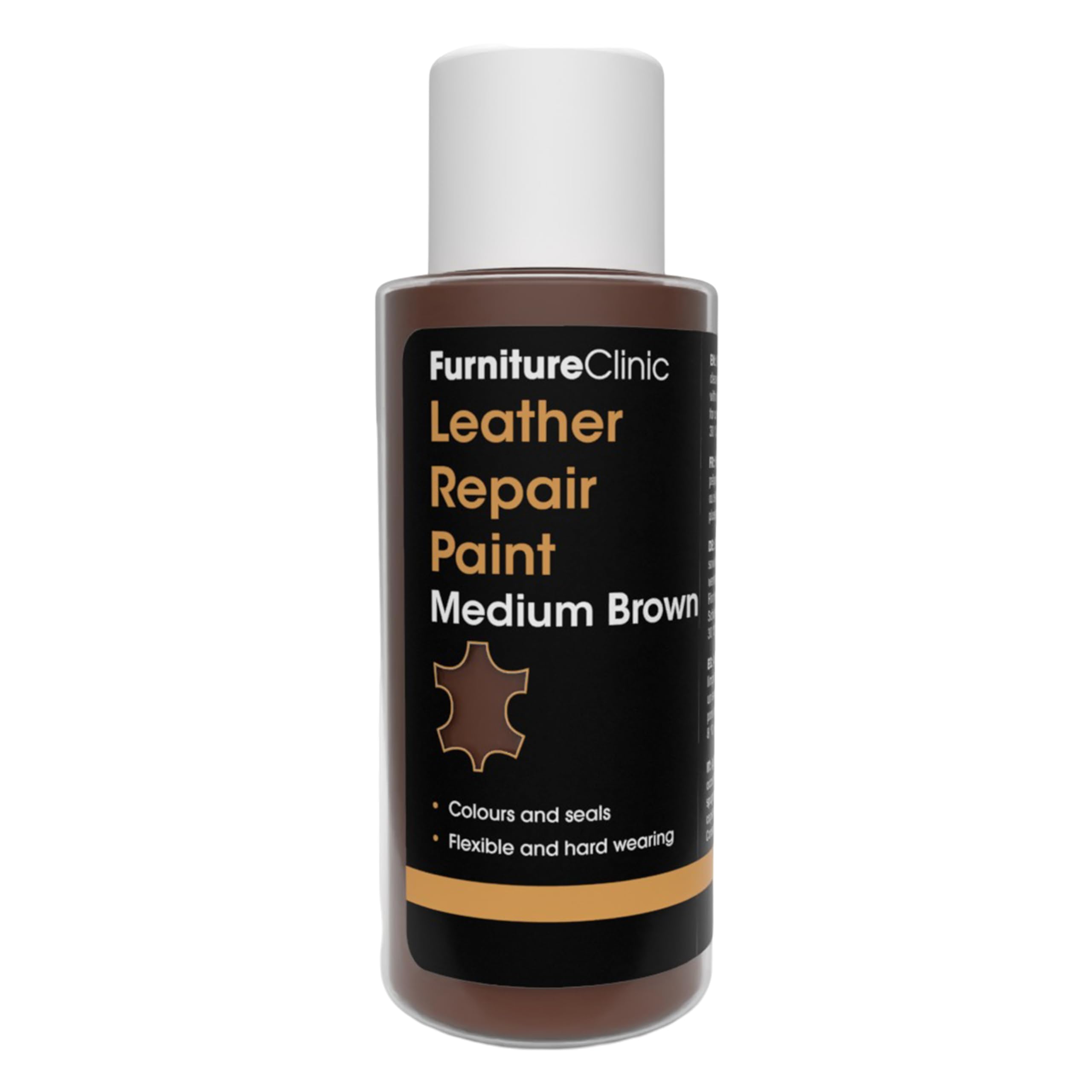 Furniture Clinic Leather Repair Paint & Dye | Self Seal Colourant for Quick and Easy Repair | Suitable for Sofas, Car Seats, Shoes, Handbags, and More (50ml, Medium Brown)