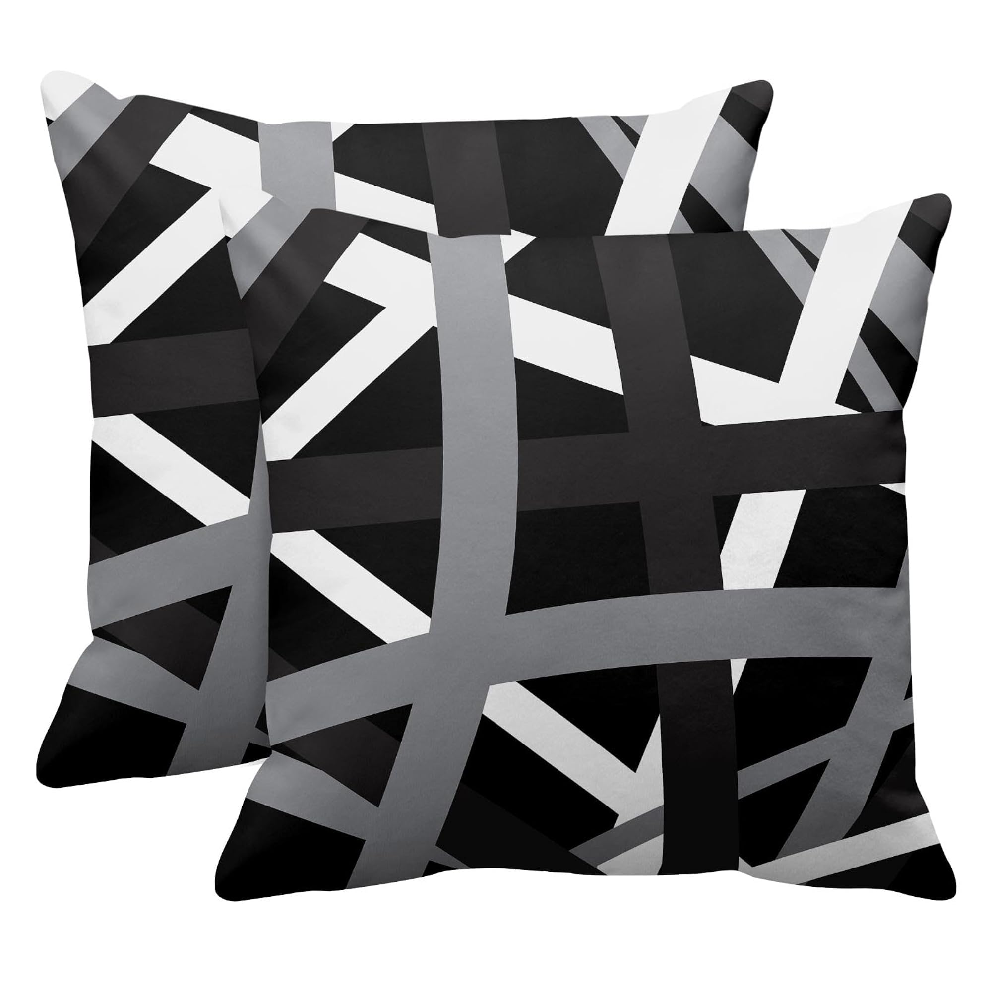 Gray Black Stripes Retro Decorative Pillow Case