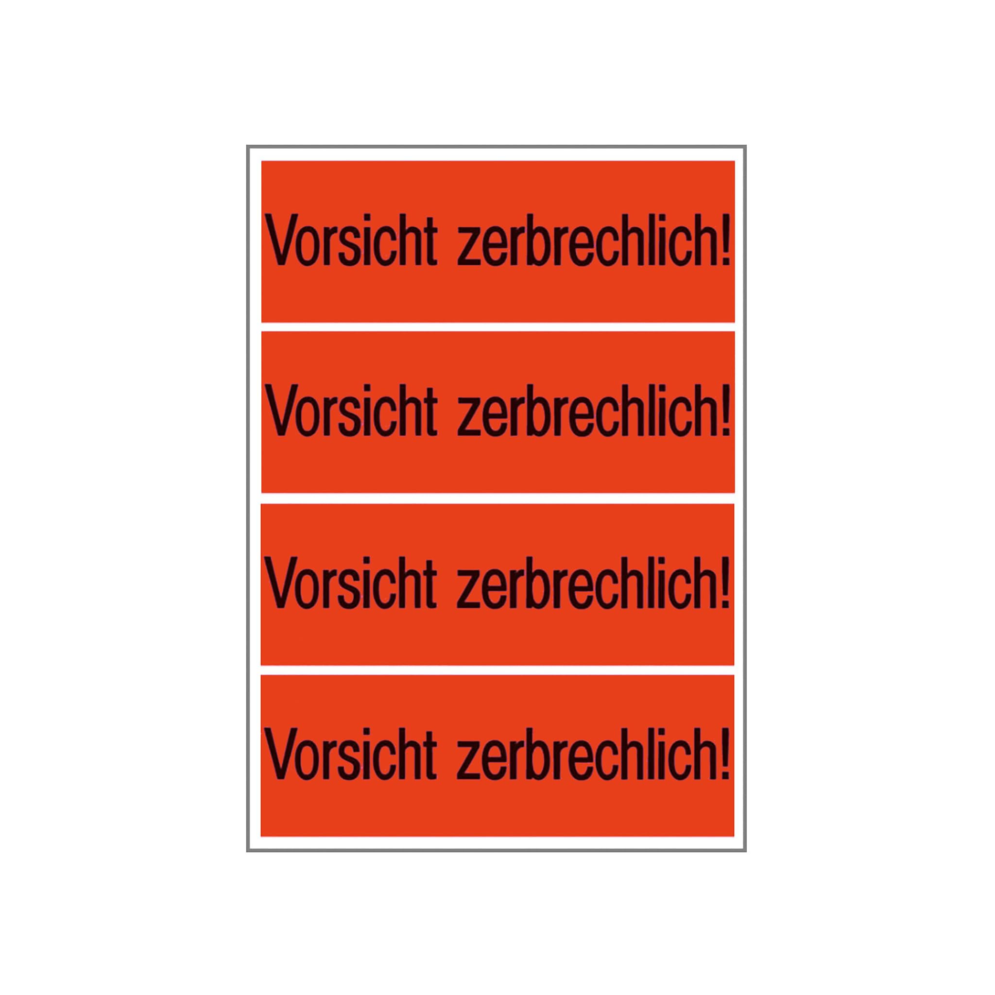 HERMA 6758 naklejki wysyłkowe "Vorsicht zerbrechlich" (118 x 39 mm, 250 arkuszy, papier) samoprzylepne, trwale przylegające etykiety do Warnety, 1000 etykiet wysyłkowych, neonowa czerwień