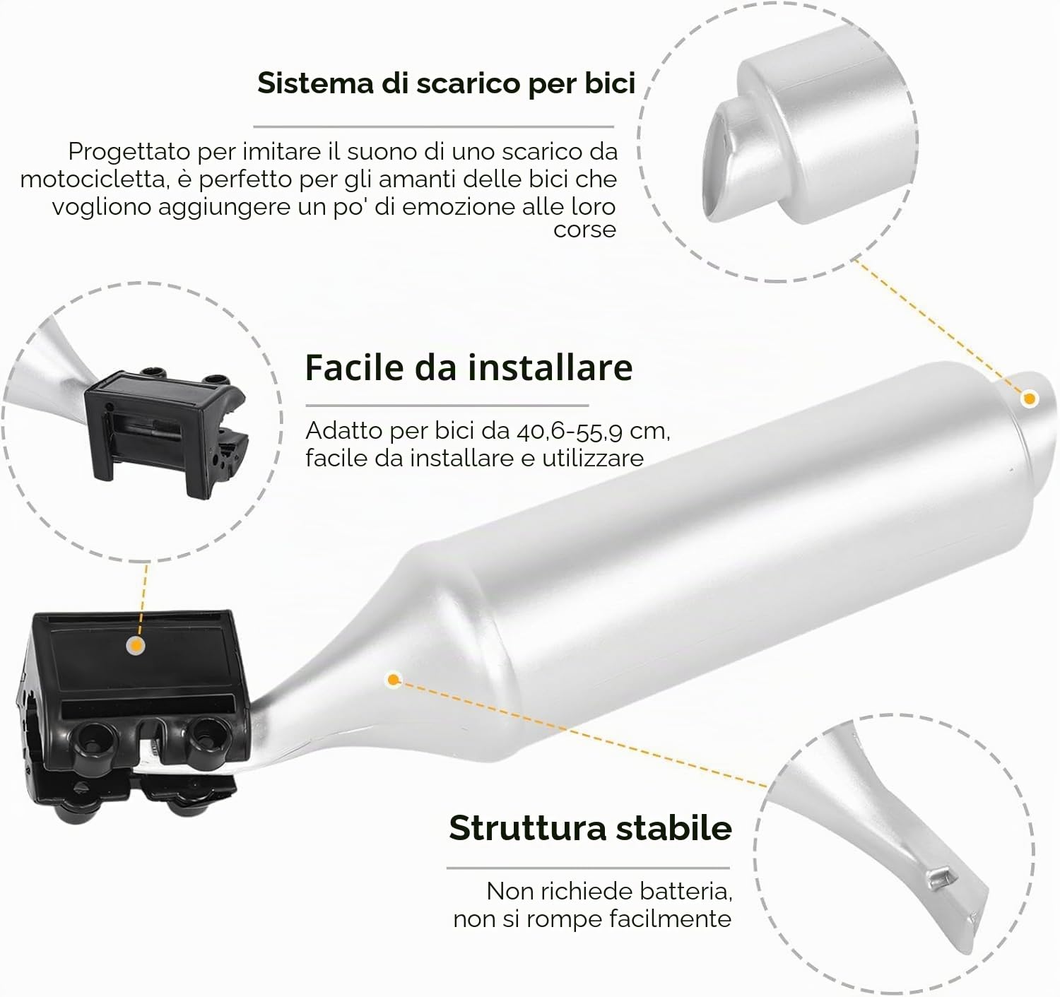 VOBOR Sistema Audio di Scarico per Bicicletta, 3 Suoni Diversi 6 Schede Audio, Gadget Modifiche Bici per Bici da 16-22 Pollici