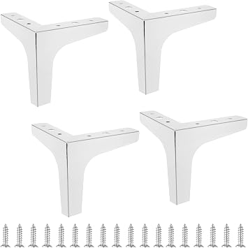 Bivethoi 6 Inch / 15cm Furniture Legs Set of 4, Polished Chrome Metal Sofa Legs Modern Dresser Feet, Triangle Couch Feet Shelf Replacement Legs for Cabinet Cupboard Table Bookcase Wardrobe Ottoman