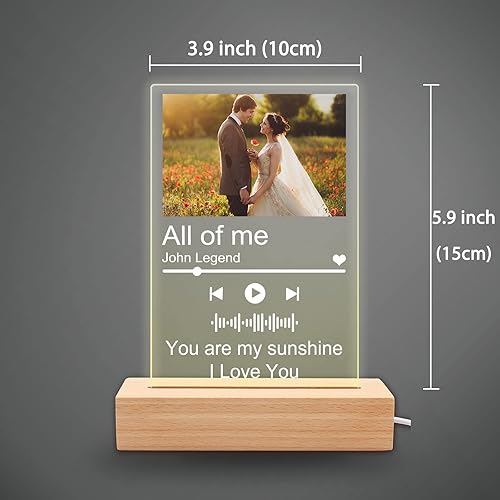 Miniatura 3 de Placas de canción acrílicas personalizadas con foto, placa de música personalizada, marco de fotos, cubierta de álbum personalizada, lámpara de