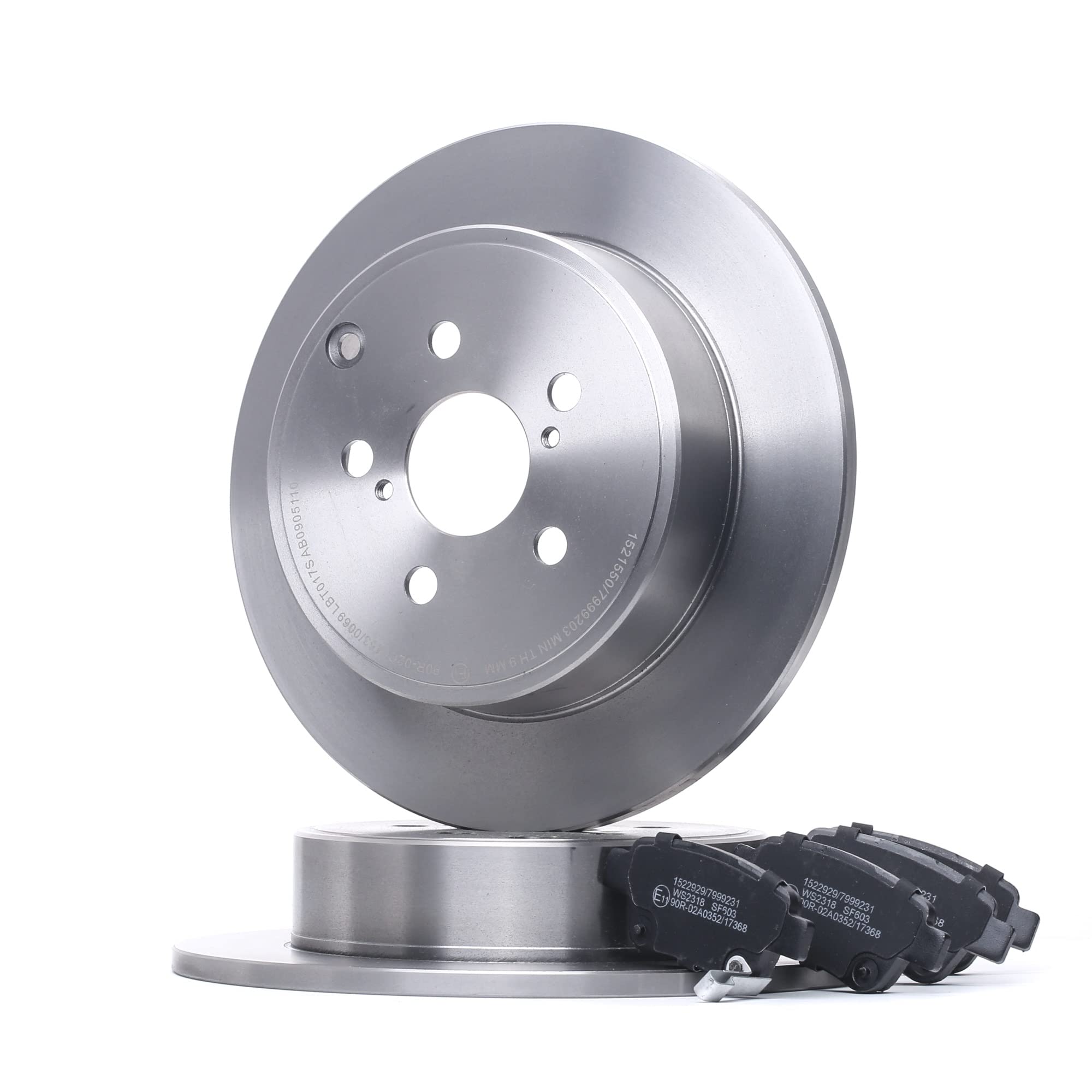 RIDEX 3405B0968 Juego para eje Kit de discos de freno y pastillas Trasero sin tornillos Compatible con TOYOTA AVENSIS Ranchera familiar T25