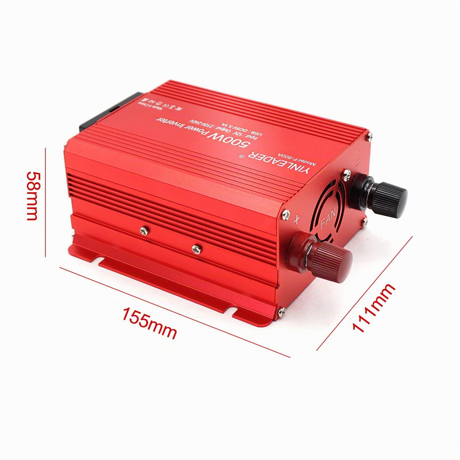 Yinleader 500W Inversor de Corriente, DC 12V y 220V-240V, Conversor de para Coche, convertidor de tensión doble USB Power Inverter CC 12 V AC 230 V, transformador con toma eléctrica