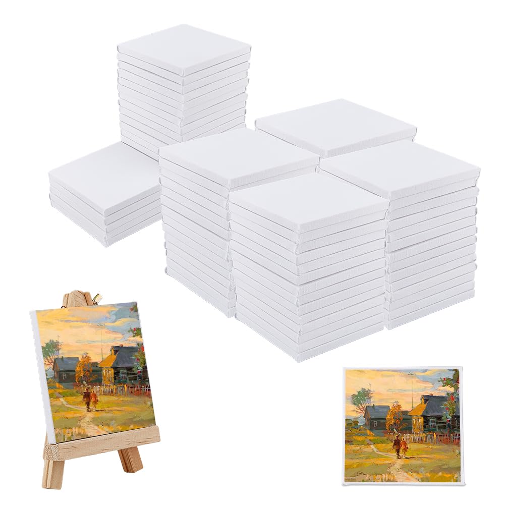 DICOSMETIC 108 tele quadrate bianche vuote, per pittura ad olio, acrilico e acquerello, in classe, scuola, casa, progetti artistici