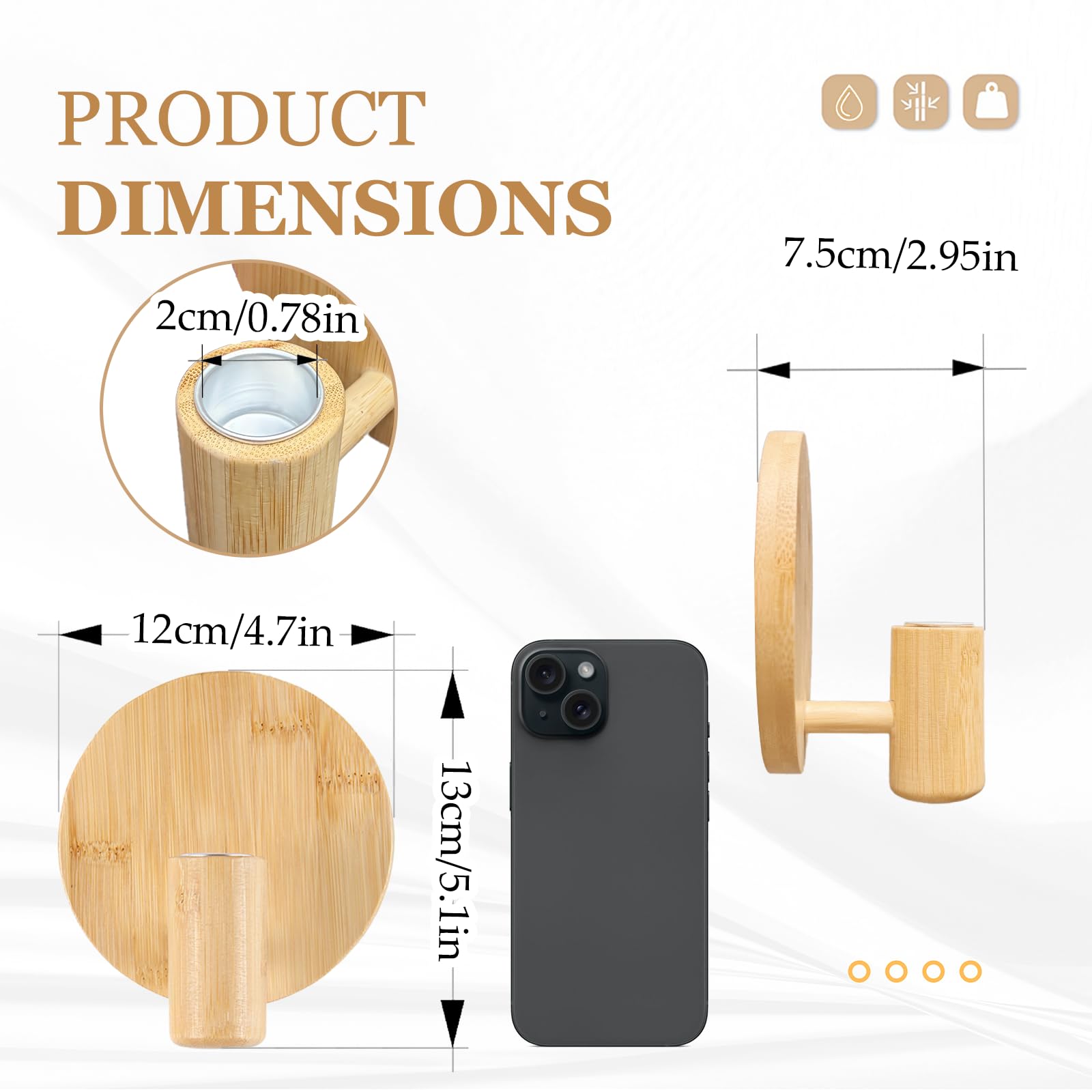 2 Stück Minimalistischer Wandkerzenhalter Set, für Stabkerzen (Holz)