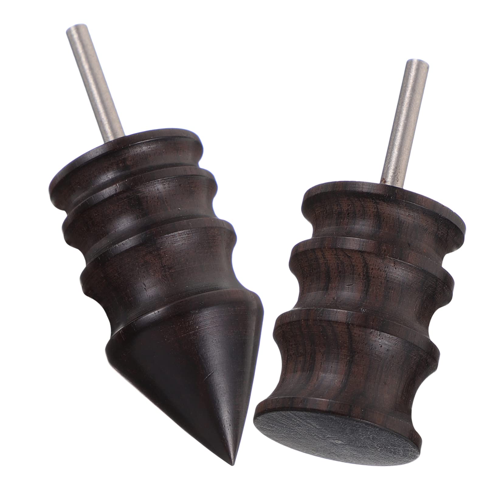 BEBEMOKO 2Pcs Wooden Leather Burnishing Tool Durable Craft Edge Burnisher with Polishing Heads for DIY Leather Projects for Professional and Hobby Use