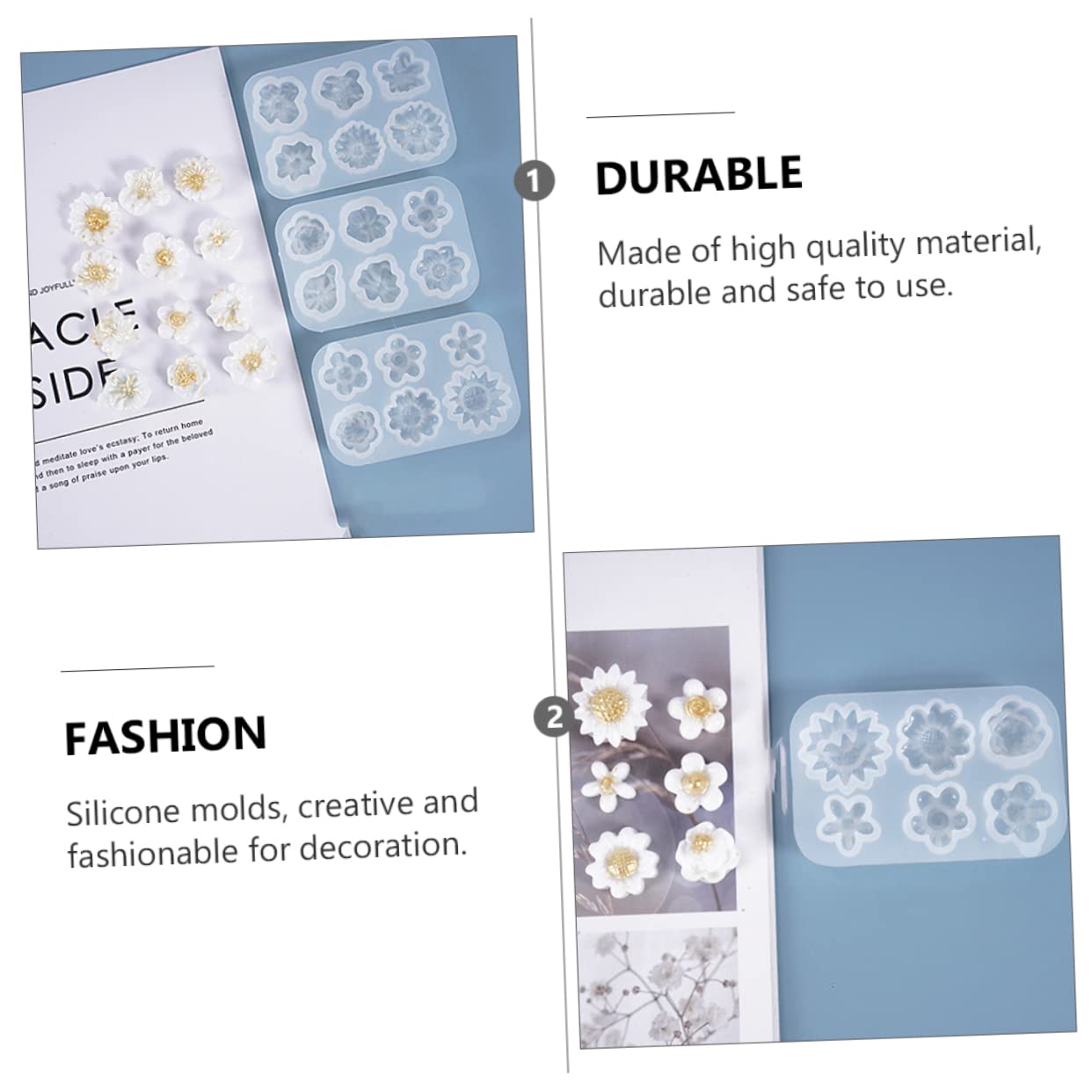 STOBOK 9piezas Moldes De Silicona Para Flores De Molde De Resina Epóxica Decoración Floral Para Fiestas y Manualidades