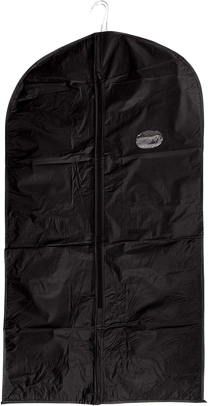 PrimeMedSimple Black Garment Bag for Dress Clothing Storage - 42" x 24" with ID