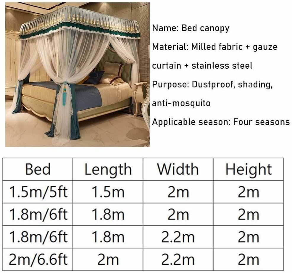 Bed Canopy for Bed, Dustproof & Blackout Bed Frame Drape, Mosquito Net with Metal Bracket for All Seasons