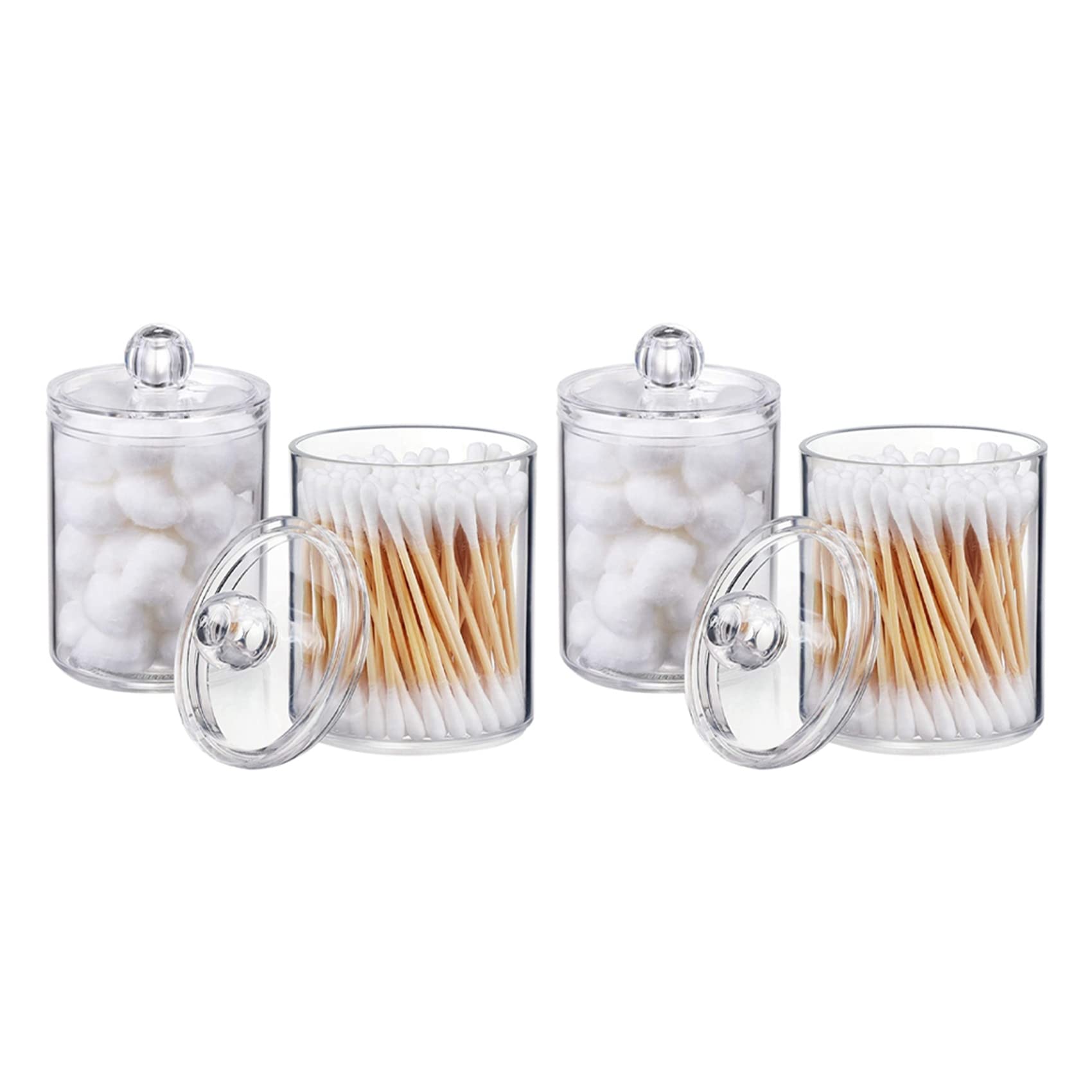 Hndhbfgrt Transparent 2X Qtip Holder Dispenser For Cotton Ball, Cotton Jar With Lids For Bathroom Canister Storage Organization B
