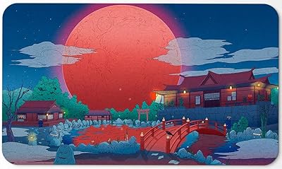 Paramint Blood Moon Shinto Anime (Stitched) - MTG Playmat - Compatible for Magic The Gathering Playmat - Play MTG, YuGiOh, TCG - Original Play Mat Art Designs & Accessories