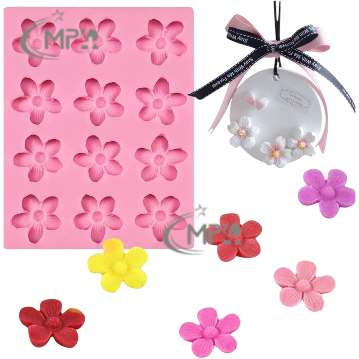 Cherry Blossom Flower Silicone Mould for Cake Decoration Chocolate Gummy Polymer Clay Soap Wax Resin Floral Jewelry Casting Crafting Projects | 12 Cavity Size Free Size Pack of 1.-image-25