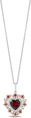 Enchanted Disney Fine Jewelry 14K Rose Gold over Sterling Silver with 1/10 CTTW Diamond and Red Garnet Snow White 85th Anniversary Collector’s Edition Pendant Necklace