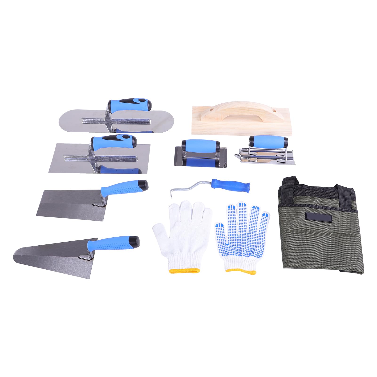 Kit di Attrezzi per Muratura da 10 Pezzi, Set di Attrezzi Manuali per Muratore, Cazzuole Angolari Cazzuola per Mattoni Kit con Gancio per Barra di Rinforzo, Ideale per Lavori di