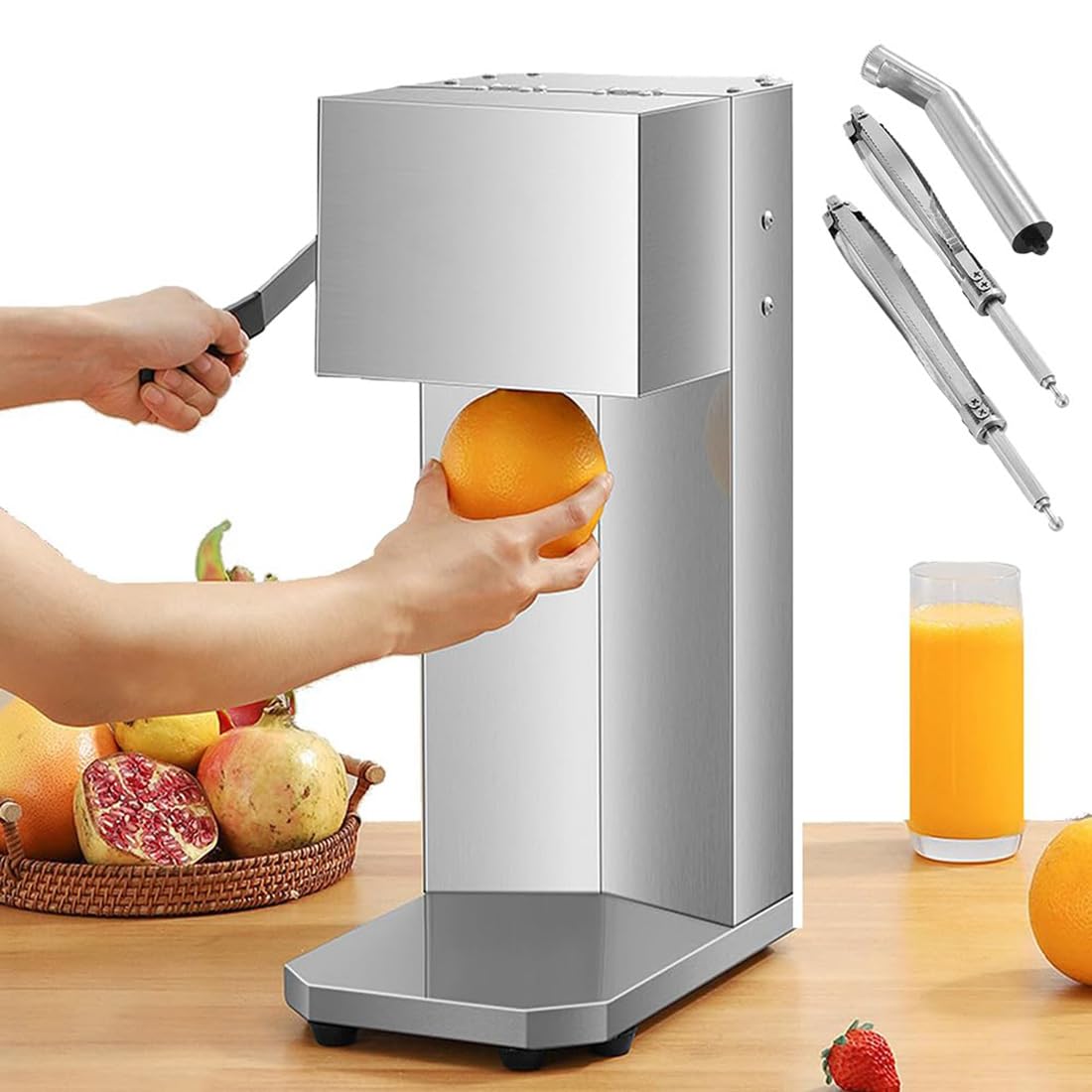 Exprimidor eléctrico de naranja, exprimidor de cítricos comercial, exprimidor de naranja, exprimidor rápido de 3 s, motor ultrapotente y mango de agarre suave, control de pulpa, disfrute de jugo puro