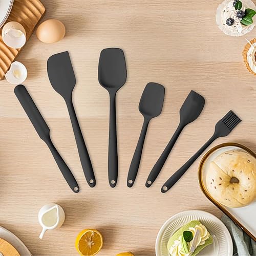 Miniatura 7 de Juego de espátulas de goma de silicona de grado alimenticio para hornear, cocinar y mezclar, resistentes al calor, antiadherentes, aptas para