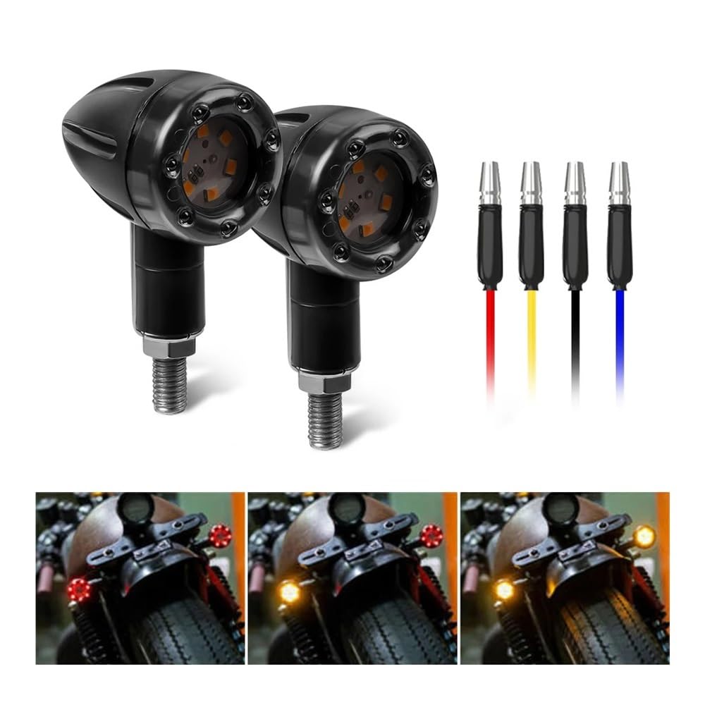 ZHANGTONG Intermitentes para Moto, 4 Uds Motocicleta Bicicleta ámbar Rojo señal de Giro luz de Freno luz Intermitente Bombillas indicadoras 12V