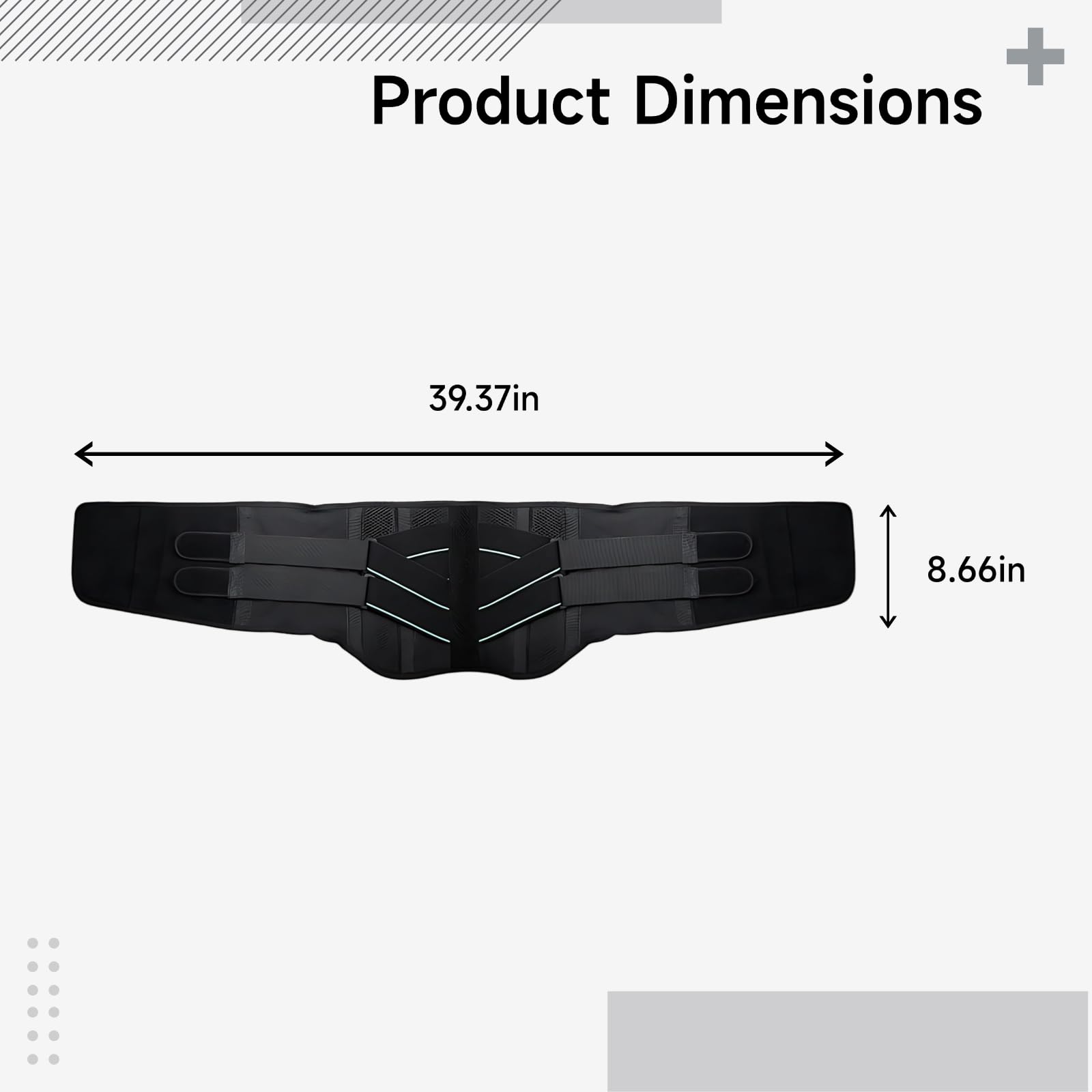 3D Rückenstützgürtel für den unteren Rücken bei Beschwerden, atmungsaktiver Lendenstützgurt mit Metallstreben, Rückenstützgürtel aus Nylon, 39,4 x 8,7 Zoll, 100 x 22 cm, für Männer und Frauen