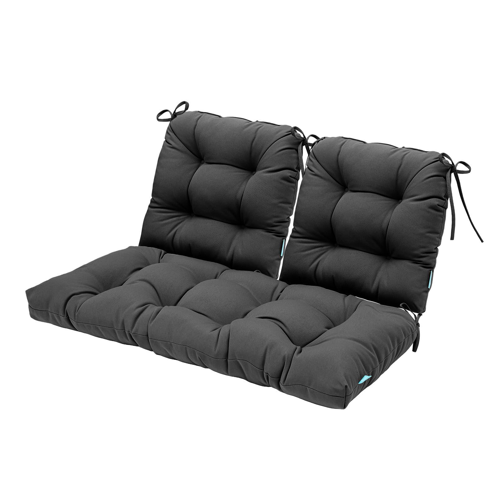 QILLOWAY Outdoor/Indoor Patio Wicker Seat Cushions with Ties Group Loveseat/Two UShape Cushions