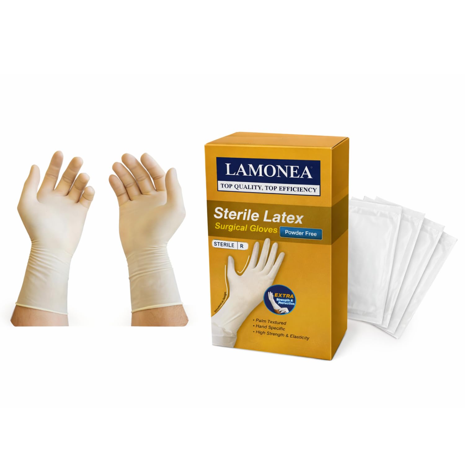 Guantes quirúrgicos estériles, con polvo y sin polvo, envasados por pares individualmente (50 pares, sin polvo, 8) TG-583994806