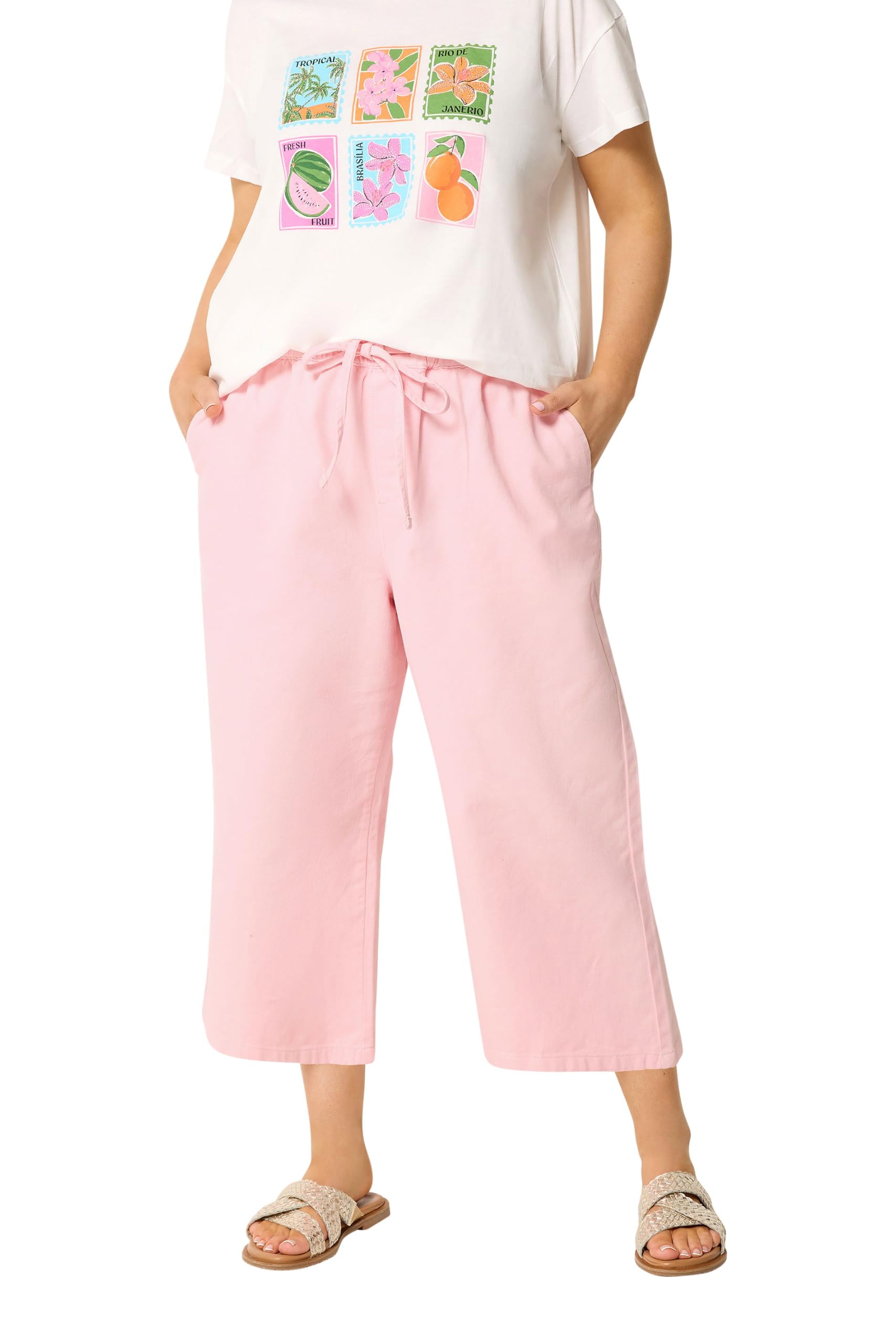 Yours Women's Baby Pink Cropped Jeans In | : Size 22