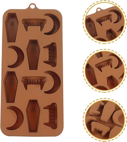 Miniatura 7 de EXCEART Moldes de silicona con diseño de luna y ataúd para Halloween, moldes de chocolate para cubitos de hielo, para hacer pasteles, gelatina,