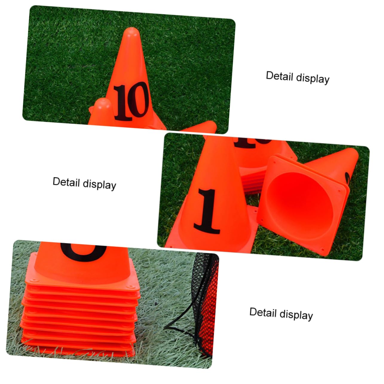 Anneome 10 Pezzi Conetti Segna Campo Calcio in PE Arancione Numeri per Allenamento Indoor e Outdoor Design Luminoso per Maggiore visibilità e Sostenibilità Ambientale