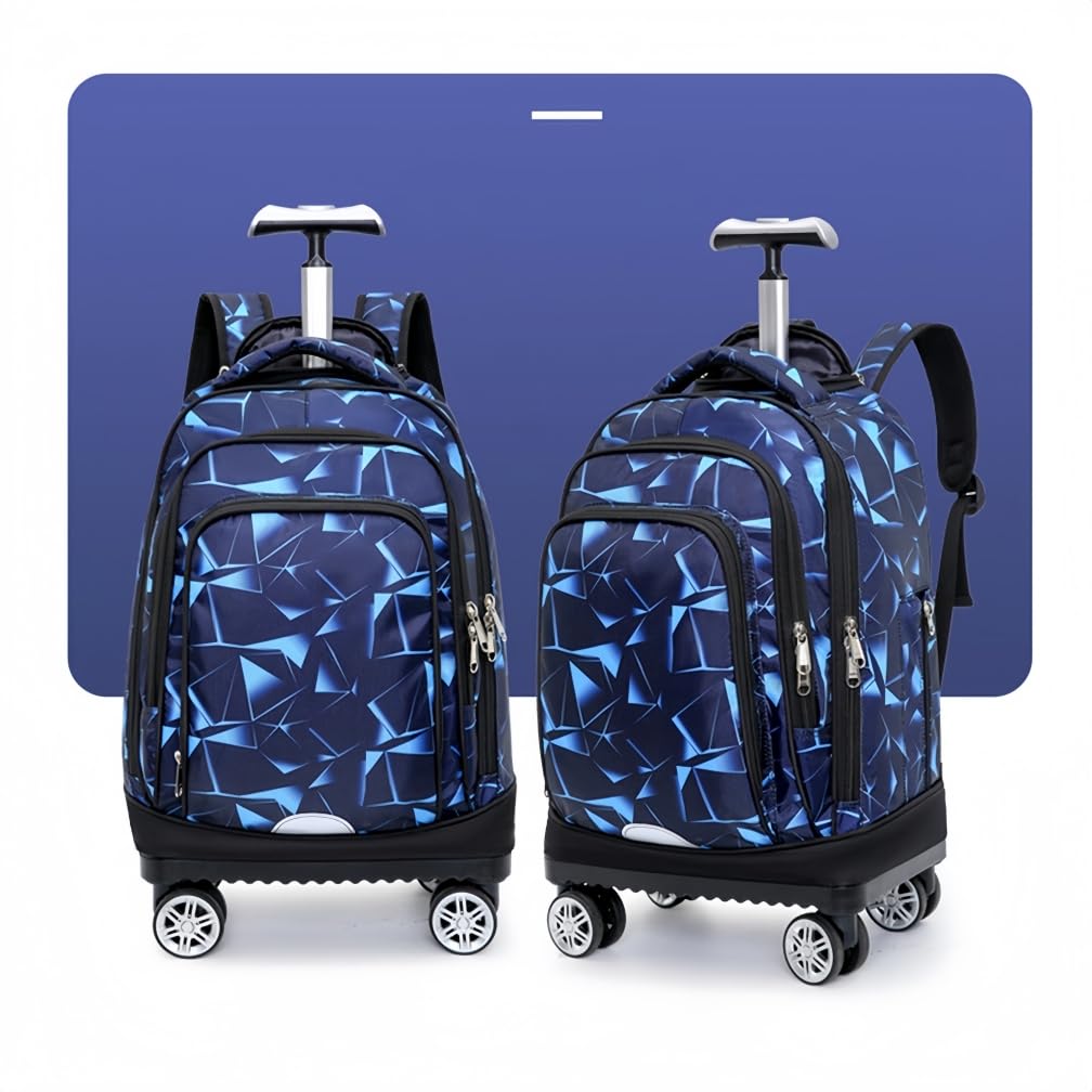Mochilas Escolares con Ruedas Bolsas Escolares Trolley Mochilas Niños Niñas para Viajes y Escuela, Geométrico