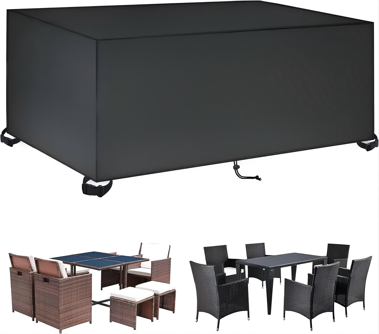 Pokrowiec na meble ogrodowe 162x92x150cm czarny odporny na rozdarcie 420D Oxford dla anty-UV wodoodporny z blokadą klamry różne rozmiary prostokątny pokrowiec na meble