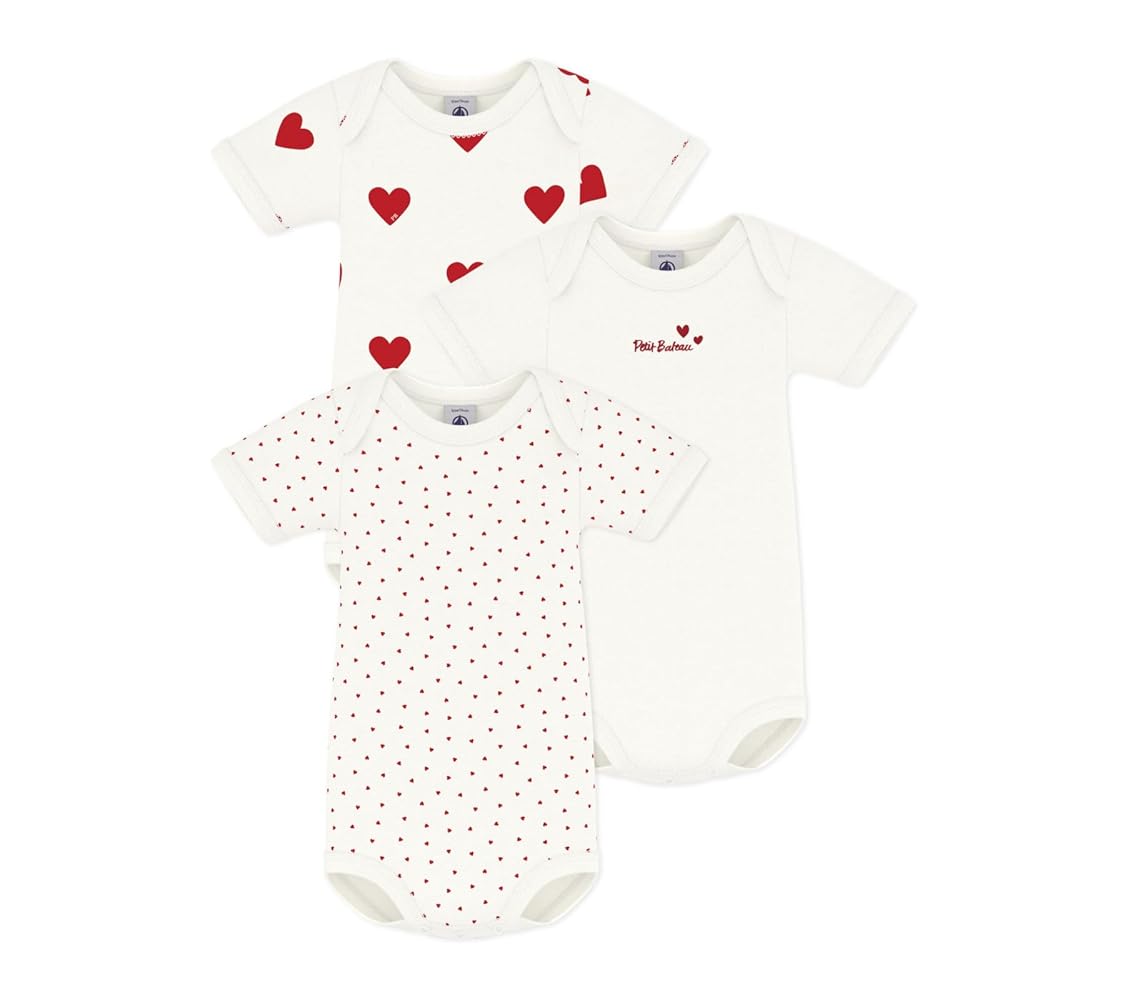 プチバトー　ハートプリント3点セット ハートプリント3点セット | PETIT BATEAU (Baby&Kids