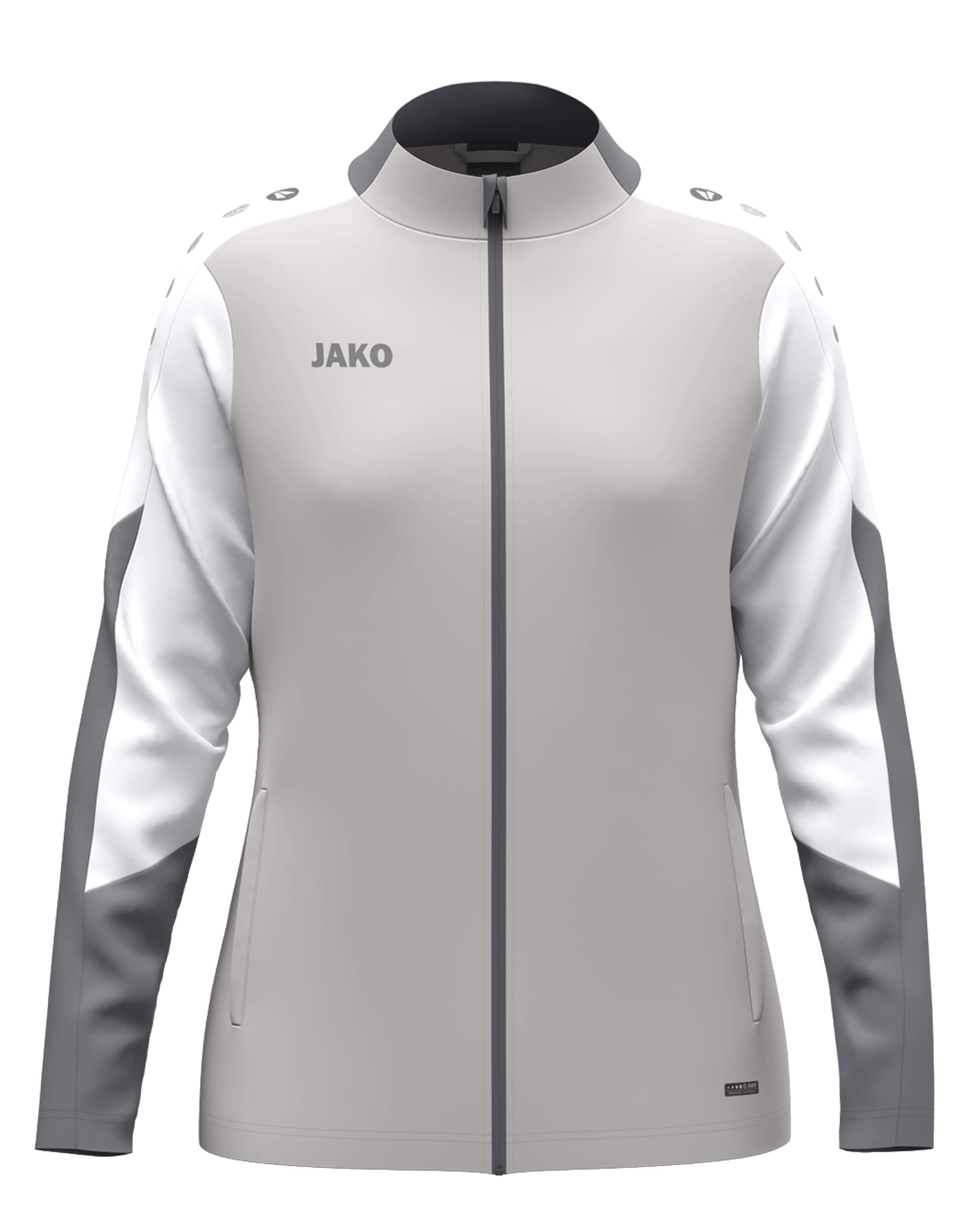 JAKO Damen Polyesterjacke Dynamic, hellgrau/weiß/grau, XL