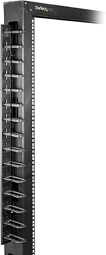 Miniatura 5 de StarTech.com Organizador vertical de cables de rack de servidor 0U con ganchos de anillo en D, panel de administrador de cables de rack de red de